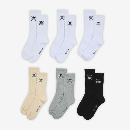 CHAUSSETTES X6 CREW ONE PIECE : BLANCO/BEIGE