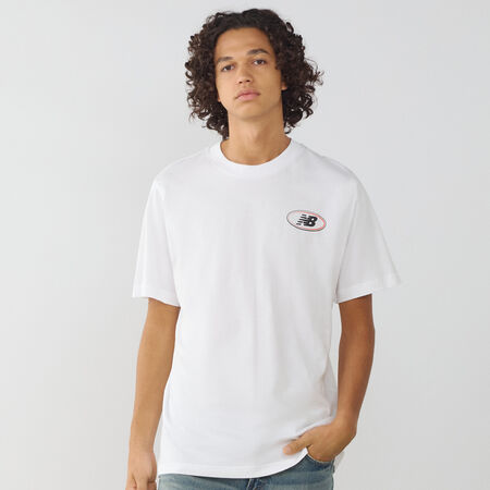 NEW BALANCE TEE SHIRT OVAL LOGO BLANCO/NEGRO HOMBRE