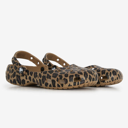 CROCS CLASSIC BALLET LEOPARD MARR&Oacute;N/NEGRO MUJER