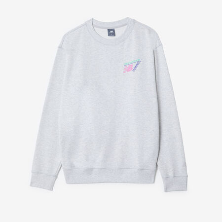NEW BALANCE SWEAT CREW NEON LOGO GRIS HOMBRE