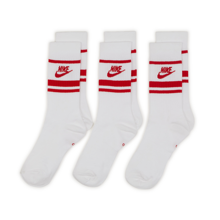 NIKE CHAUSSETTES X3 CREW STRIPE BLANC/ROUGE MIXTO