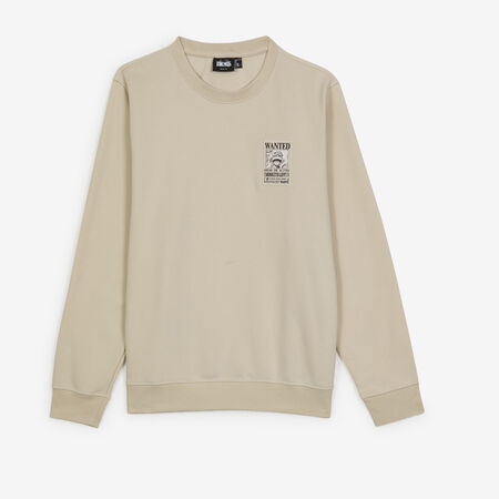 ONE PIECE SWEAT CREW WANTED LUFFY BEIGE HOMBRE