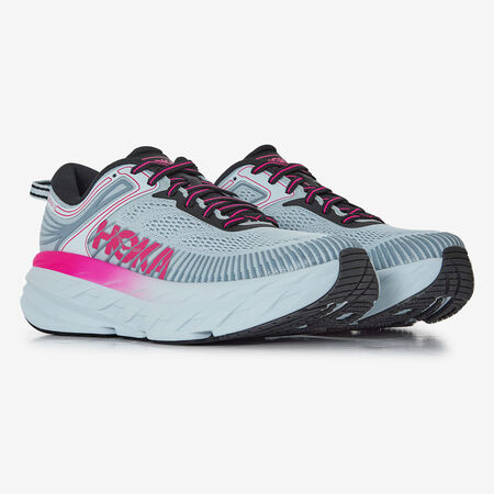 HOKA BONDI 7 GRIS/ROSA MUJER