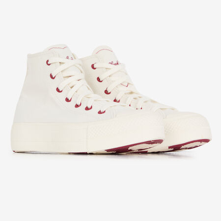 CONVERSE CHUCK TAYLOR LIFT HI LOVE BLANCO/ROJO MUJER