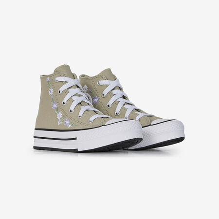 CONVERSE CHUCK TAYLOR ALL STAR EVA LIFT HI FLORAL CAQUI/BLANCO INFANTIL