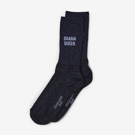 FELI CHAUSSETTES CREW DRAMA QUEEN GLITTER NEGRO MUJER