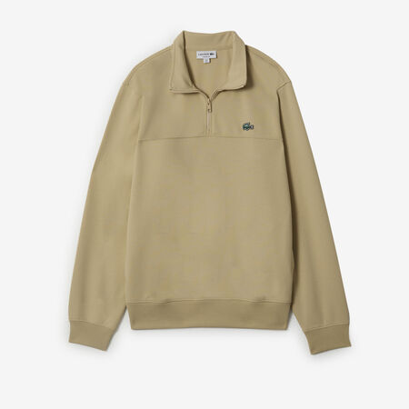LACOSTE SWEAT HALF-ZIP CLASSIC LOGO SL BEIGE/VERDE HOMBRE