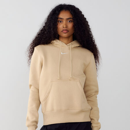 NIKE HOODIE CLUB CENTERED LOGO BEIGE MUJER