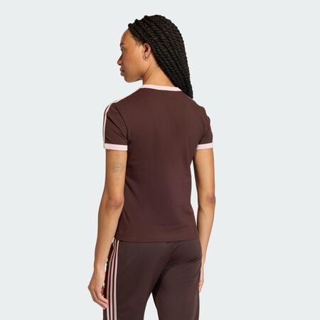 ADIDAS ORIGINALS TEE SHIRT SLIM 3 STRIPES MARR&Oacute;N/ROSA MUJER