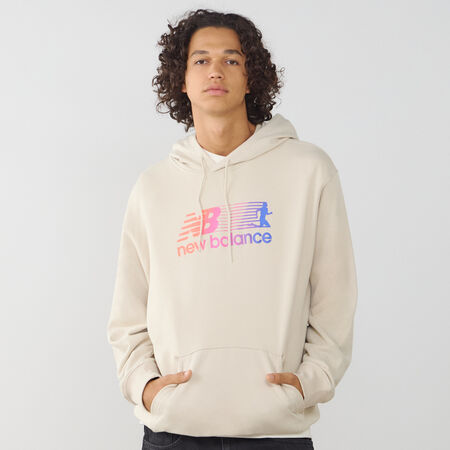NEW BALANCE HOODIE BIG LOGO RUN BEIGE HOMBRE