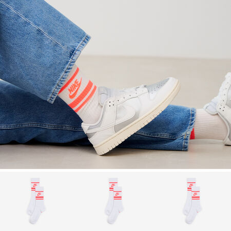 NIKE CHAUSSETTES X3 CREW STRIPE BLANCO/ROSA HOMBRE