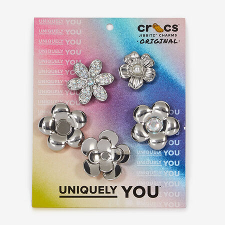 CROCS MONOCHROME SILVER FLOWERS 5 PACK MULTICOLOR MUJER