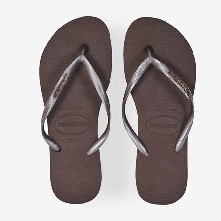 HAVAIANAS SLIM LOGO METALLIC MARRÓN MUJER