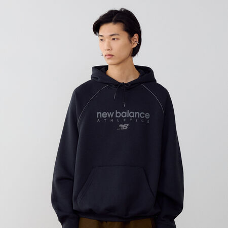 NEW BALANCE HOODIE LINEAR GRAPHIC NEGRO HOMBRE