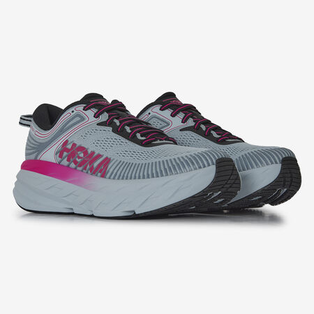HOKA BONDI 7 GRIS/ROSA MUJER