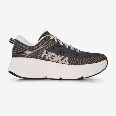 HOKA BONDI 7 NEGRO/ROSA MUJER