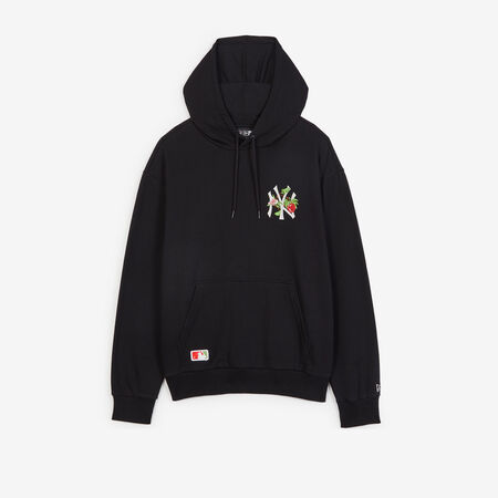 NEW ERA HOODIE NY YANKEES FLORAL EMBRO LOGO NEGRO/BLANCO HOMBRE