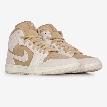 JORDAN AIR JORDAN 1 MID FUR MARRÓN/BEIGE MUJER