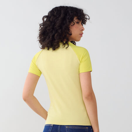 ADIDAS ORIGINALS TEE SHIRT SLIM 3 STRIPES AMARILLO MUJER