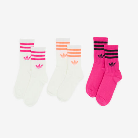 ADIDAS ORIGINALS CHAUSSETTES X3 CREW 3 STRIPES BLANC/NOIR BEIGE/ROSA HOMBRE