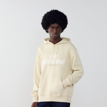 NIKE HOODIE LINEAR LOGO BEIGE/BLANCO HOMBRE