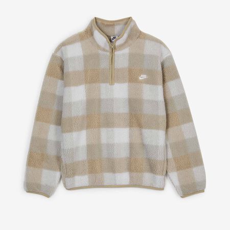NIKE SWEAT HALF ZIP PLAID SHERPA MARRÓN/BLANCO HOMBRE