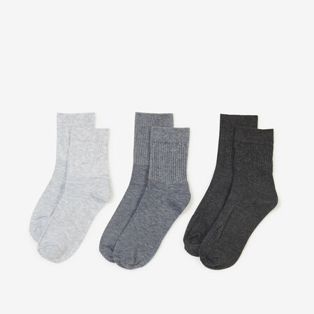 COURIR PACK CHAUSSETTES X3 MID CREW GRIS MIXTO