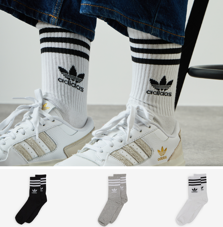 ADIDAS ORIGINALS CHAUSSETTES X3 MID CUT CREW TREFOIL BLANCO/NEGRO MIXTO