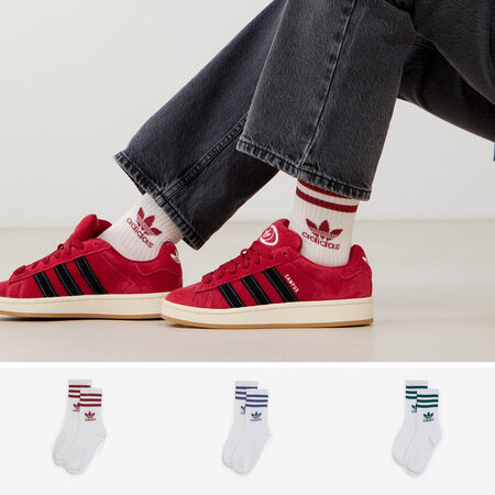 ADIDAS ORIGINALS CHAUSSETTES X3 MID CUT CREW TREFOIL BLANCO/BURDEOS HOMBRE