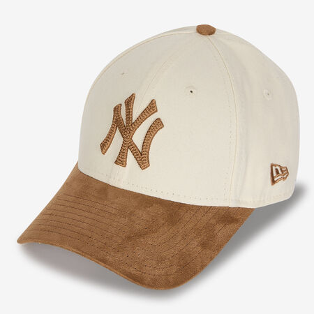 NEW ERA 9FORTY WOMEN NY FAUX SUEDE BEIGE/MARR&Oacute;N MUJER