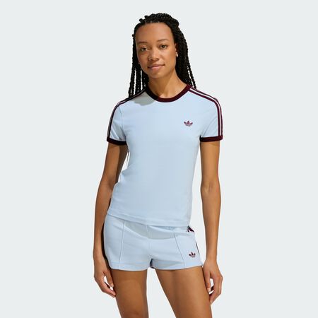 ADIDAS ORIGINALS TEE SLIM 3 STRIPES AZUL/MARR&Oacute;N MUJER