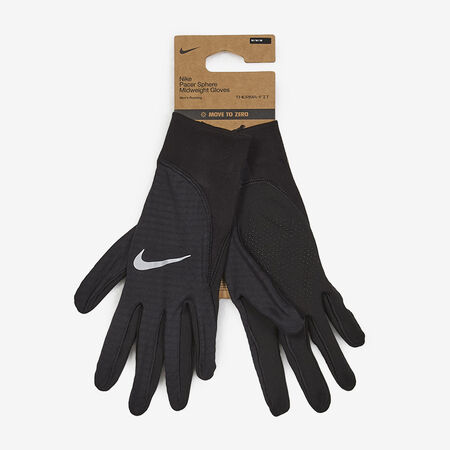 NIKE GLOVES THERMA-FIT PACER SPHERE NEGRO/PLATEADO MIXTO