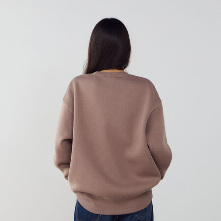 NIKE SWEAT CREW PHOENIX LONG OVERSIZED MARRÓN/BLANCO MUJER