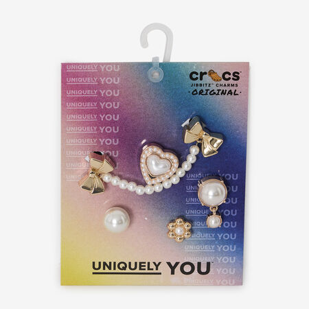 JIBBITZ PEARLY GOLD 5PC : BLANCO/DORADO