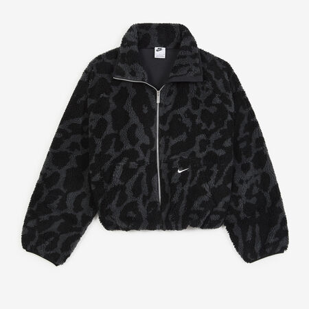 NIKE JACKET FZ SHERPA AOP NEGRO/BEIGE MUJER