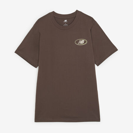 NEW BALANCE TEE SHIRT OVAL LOGO MARR&Oacute;N/BEIGE HOMBRE