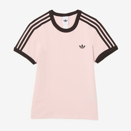 ADIDAS ORIGINALS TEE SHIRT SLIM 3 STRIPES ROSA/MARR&Oacute;N MUJER