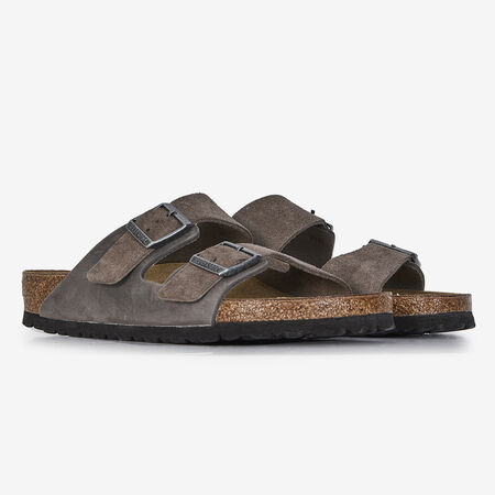 BIRKENSTOCK ARIZONA LEATHER MIX GRIS/MARRÓN HOMBRE