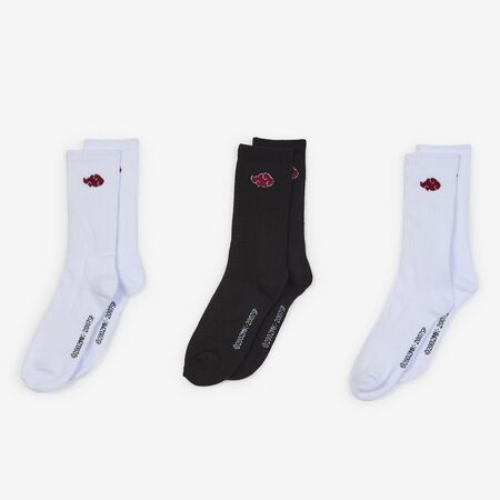 NARUTO CHAUSSETTES X3 CREW AKATSUKI BLANCO/ROJO MIXTO