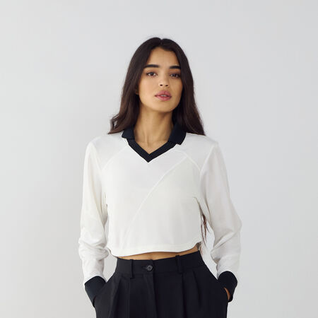 NIKE TOP CROP JERSEY BLANCO/NEGRO MUJER