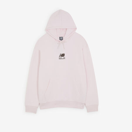 NEW BALANCE HOODIE BOSTON LOGO ROSA/MARR&Oacute;N HOMBRE