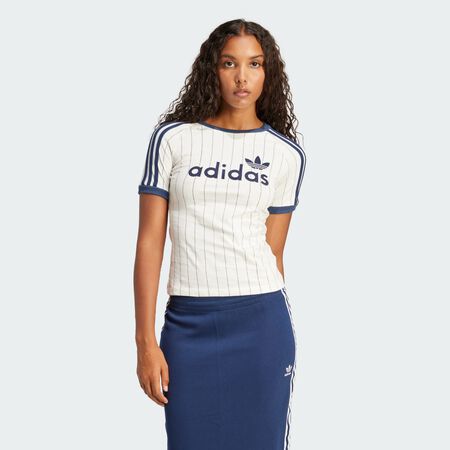 ADIDAS ORIGINALS TEE SHIRT SLIM JERSEY BEIGE/NEGRO MUJER