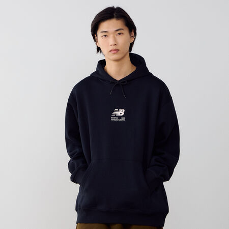 NEW BALANCE HOODIE BOSTON LOGO NEGRO/ROSA HOMBRE