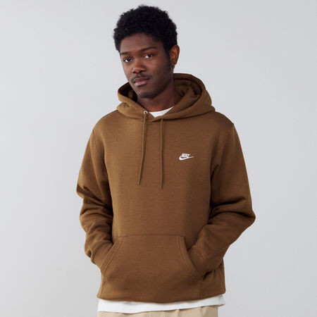 NIKE HOODIE CLUB SMALL LOGO MARRÓN/BLANCO HOMBRE