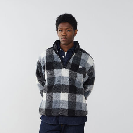 NIKE SWEAT HALF ZIP PLAID SHERPA NEGRO/BLANCO HOMBRE