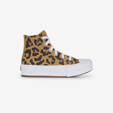 CONVERSE chuck taylor all star CHUCK TAYLOR EVA LIFT HI LEOPARD MARR&Oacute;N/NEGRO INFANTIL