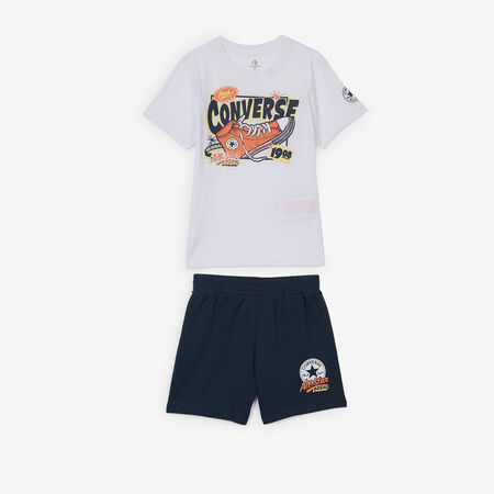 CONVERSE 2 PC SET TEE SHORT SNEAKER BLANC/MARINE BLANC/MARINE INFANTIL
