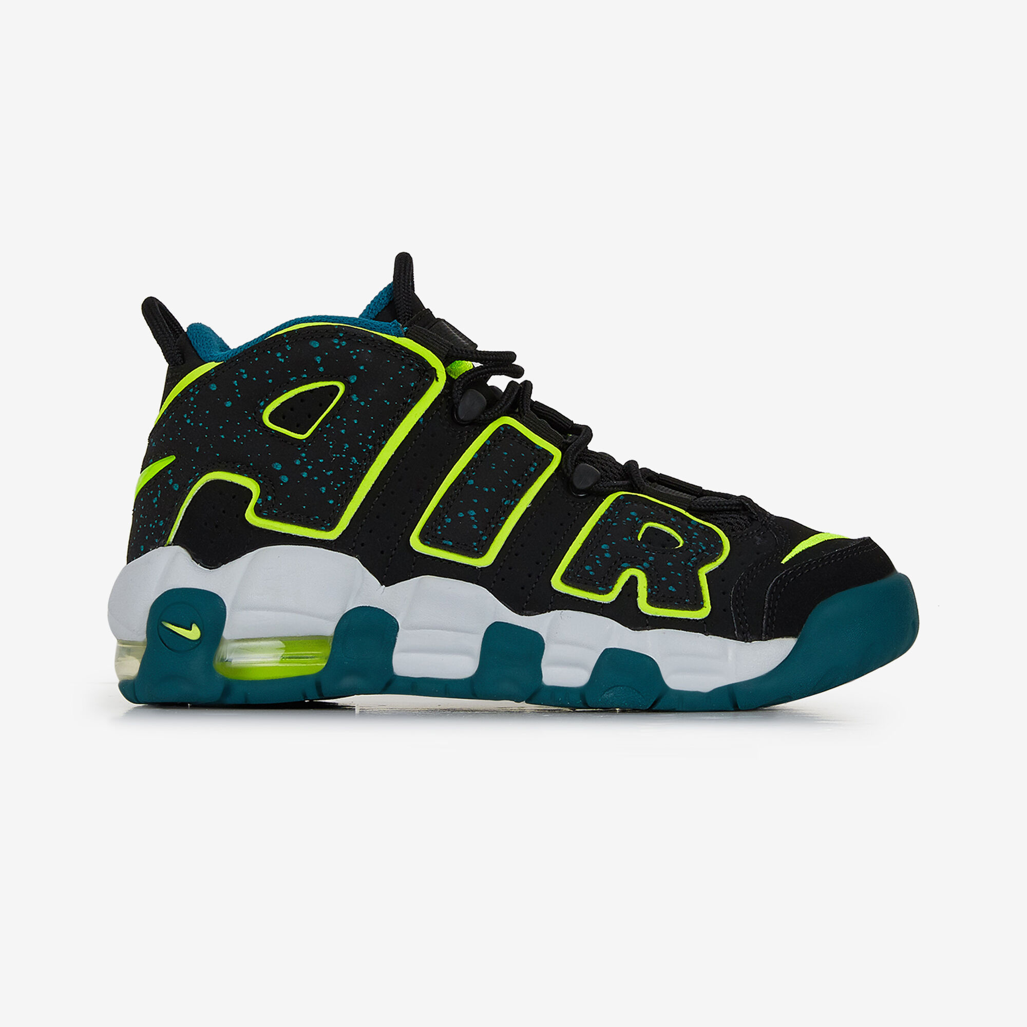 Nike uptempo shop negras con verde