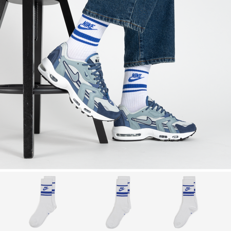 NIKE CHAUSSETTES X3 CREW STRIPE BLANC/BLEU MIXTO