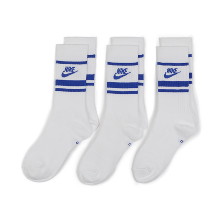 NIKE CHAUSSETTES X3 CREW STRIPE BLANC/BLEU MIXTO